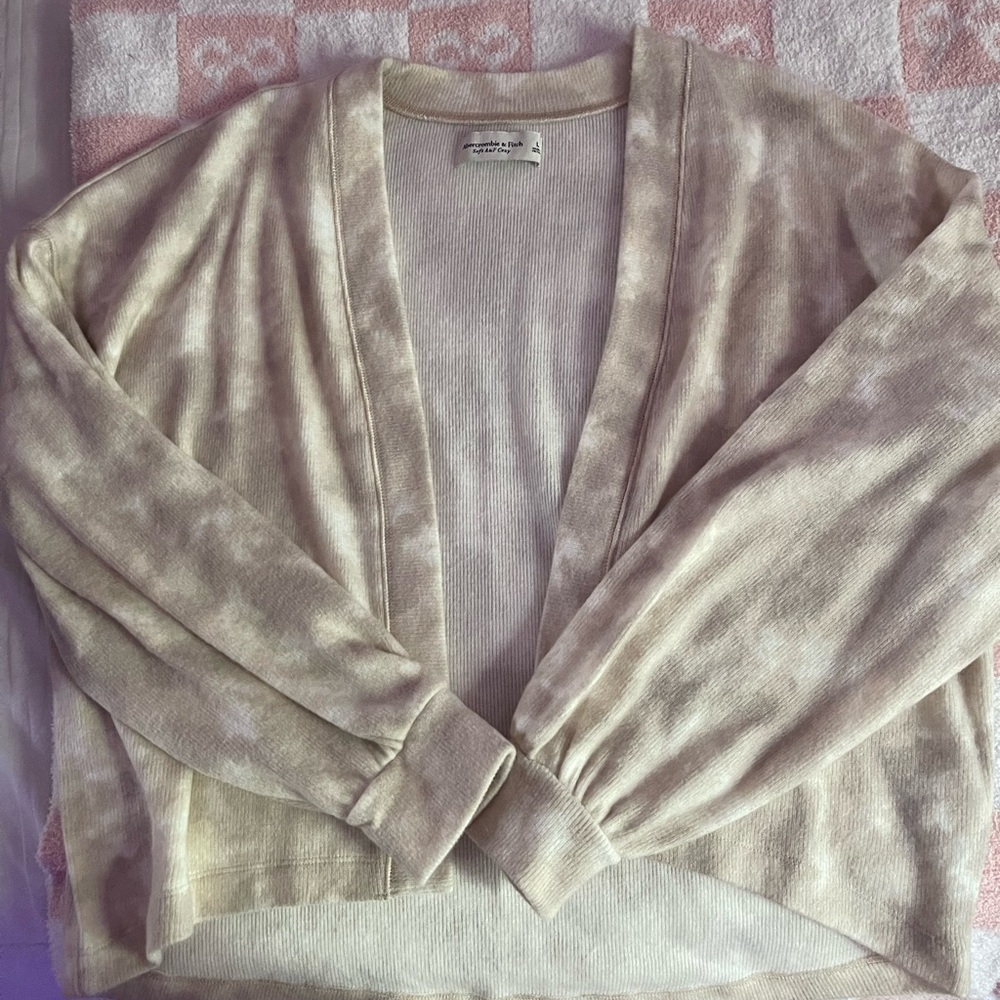 Abercrombie & Fitch Beige Tie Dye Cardigan